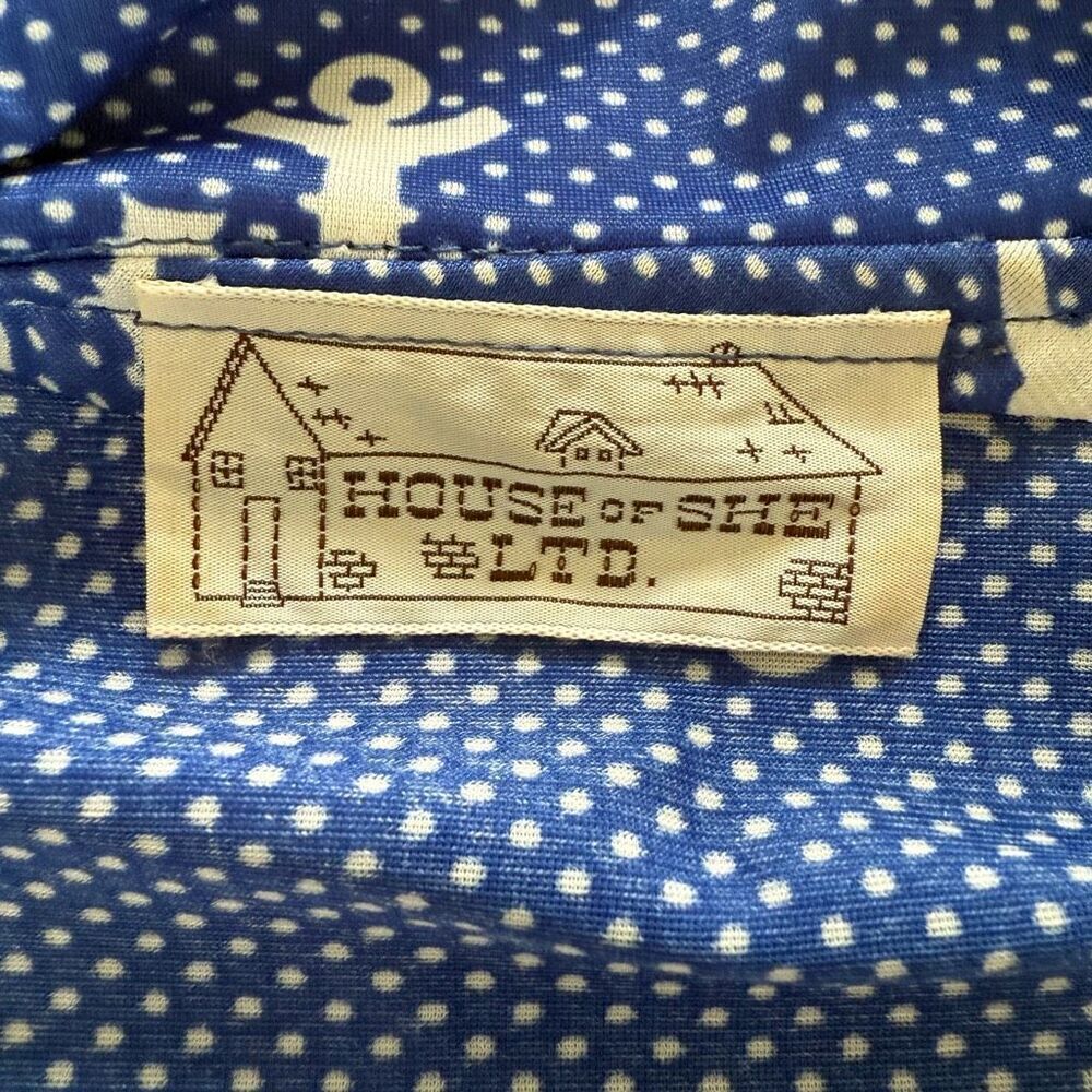 Vintage 70s House of She Ltd Zip Front Anchor Sailor Dress M - Picture 10 of 10
